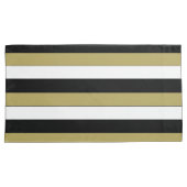 Elegant Black White Gold Brown Stripes Patroon Kussensloop (Voorkant-Rechts)