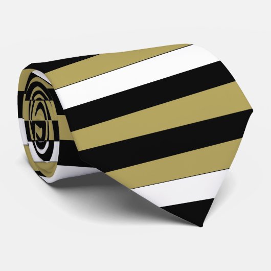 Elegant Black White Gold Brown Stripes Pattern Str Stropdas (Opgerold)