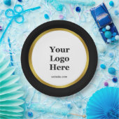 Elegant Black White Gold Business Logo Website Papieren Bordje (Feest)