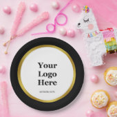 Elegant Black White Gold Business Logo Website Papieren Bordje (Feest)