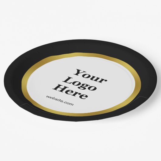 Elegant Black White Gold Business Logo Website Papieren Bordje (Gekanteld)