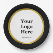Elegant Black White Gold Business Logo Website Papieren Bordje (Voorkant)