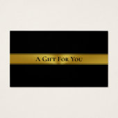 Elegant Black White & Gold Cadeaucertificaat Visitekaartje (Achterkant)