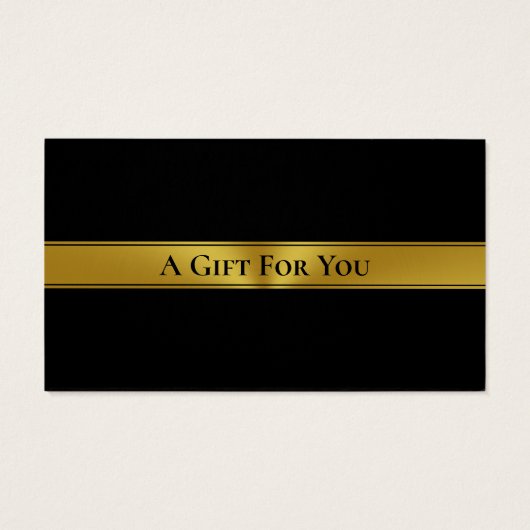 Elegant Black White & Gold Cadeaucertificaat Visitekaartje (Achterkant)
