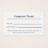 Elegant Black White & Gold Cadeaucertificaat Visitekaartje (Voorkant)