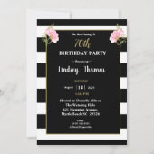 Elegant Black White Gold Floral 70e verjaardag Kaart (Voorkant)