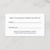 Elegant Black White Gold Heart Beauty Salon Aanbevelingskaartje (Achterkant)