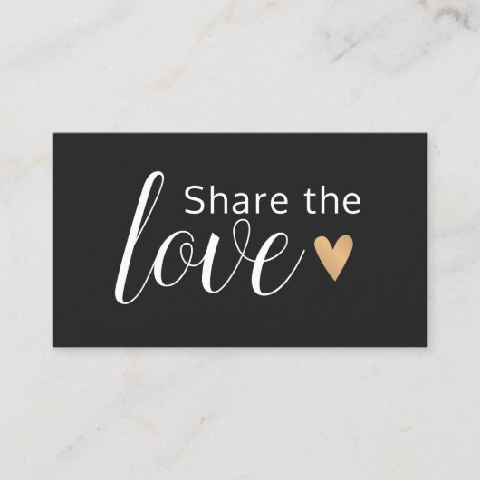 Elegant Black White Gold Heart Beauty Salon Aanbevelingskaartje (Voorkant)