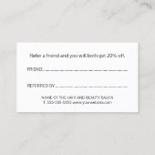 Elegant Black White Gold Heart Beauty Salon Aanbevelingskaartje (Achterkant)