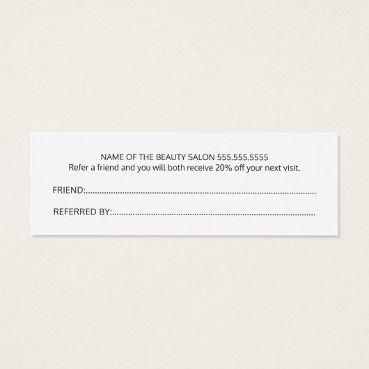 Elegant Black White Gold Heart Referral-Kaart Mini Visitekaartjes (Achterkant)