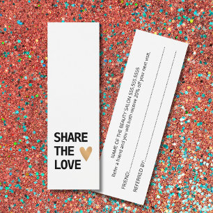 Elegant Black White Gold Heart Referral-Kaart Mini Visitekaartjes