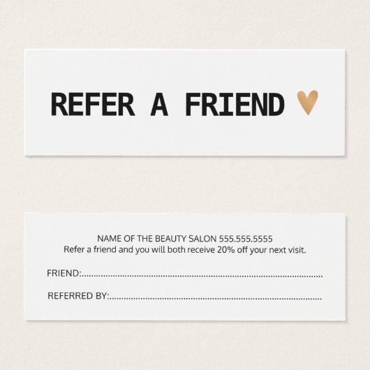 Elegant Black White Gold Heart verwijzingskaart Mini Visitekaartjes (Voorkant /achterkant)