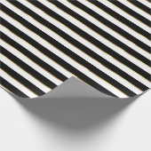 Elegant Black White Gold Horizontal Stripe Cadeaupapier (Hoek)