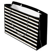 Elegant Black White Gold Horizontal Stripe Groot Cadeauzakje (Achterkant Gekanteld)