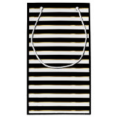 Elegant Black White Gold Horizontal Stripe Klein Cadeauzakje (Achterkant)