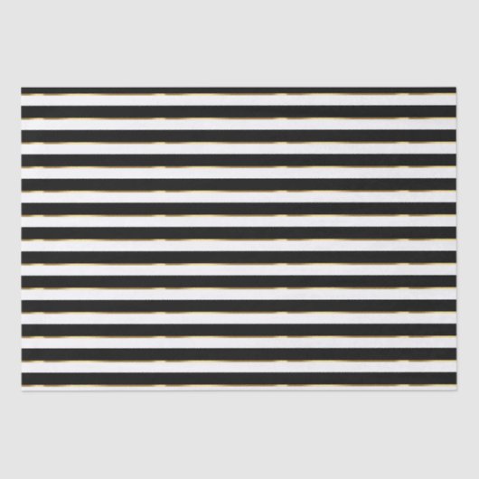 Elegant Black White Gold Horizontal Stripe Tissuepapier (Voorkant)