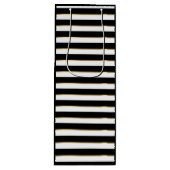 Elegant Black White Gold Horizontal Stripe Wijn Cadeautas (Voorkant)