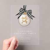 Elegant Black White Gold-kerstcocktail Acryl Uitnodigingen (Insitu (Draagbaar))