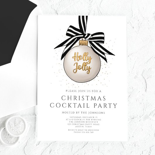 Elegant Black White Gold-kerstcocktail Acryl Uitnodigingen
