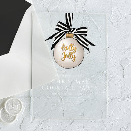 Elegant Black White Gold-kerstcocktail Acryl Uitnodigingen