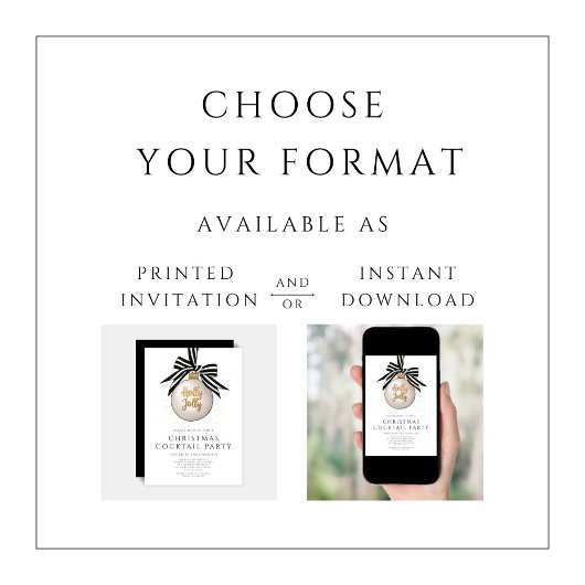 Elegant Black White Gold-kerstcocktail Kaart