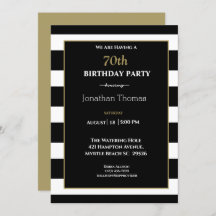 Elegant Black White Gold Mannen 70th Birthday