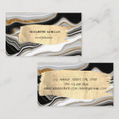 Elegant Black White Gold Marble Bruske Stroke Visitekaartje (Voorkant / Achterkant)