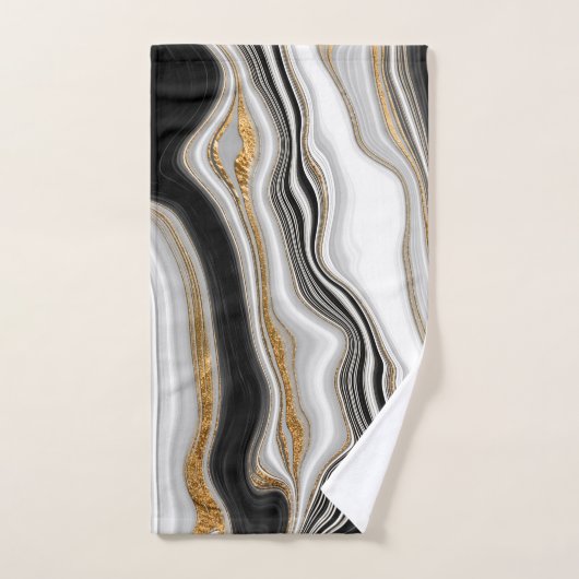Elegant Black White Gold Marmer Bad Handdoek (Handdoek)