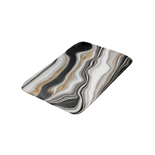 Elegant Black White Gold Marmer Badmat (Gekanteld)