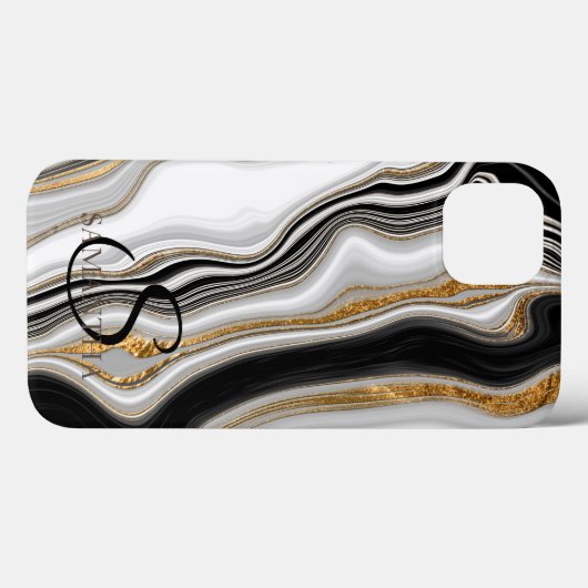 Elegant Black White Gold Marmer Case-Mate iPhone Case (Achterkant (horizontaal))