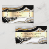 Elegant Black White Gold Marmer Visitekaartje (Voorkant / Achterkant)