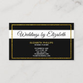 Elegant Black White Gold Monogram Sjabloon Visitekaartje (Achterkant)