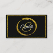 Elegant Black White Gold Monogram Sjabloon Visitekaartje (Voorkant)