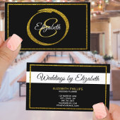 Elegant Black White Gold Monogram Sjabloon Visitekaartje