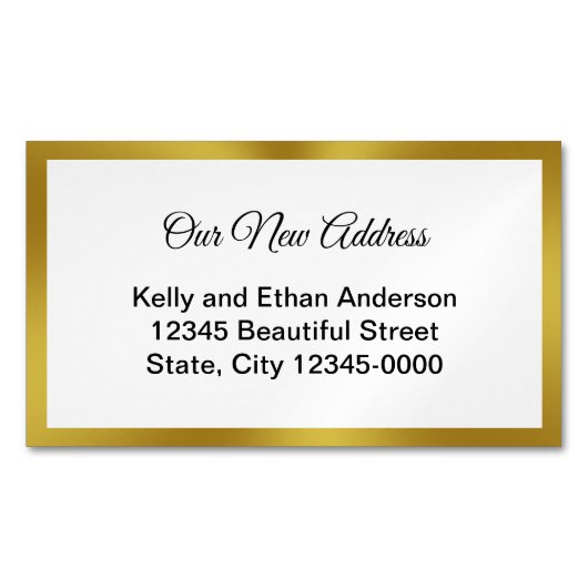 Elegant Black White Gold Moving Announge Magnetisch Visitekaartje (Voorkant)