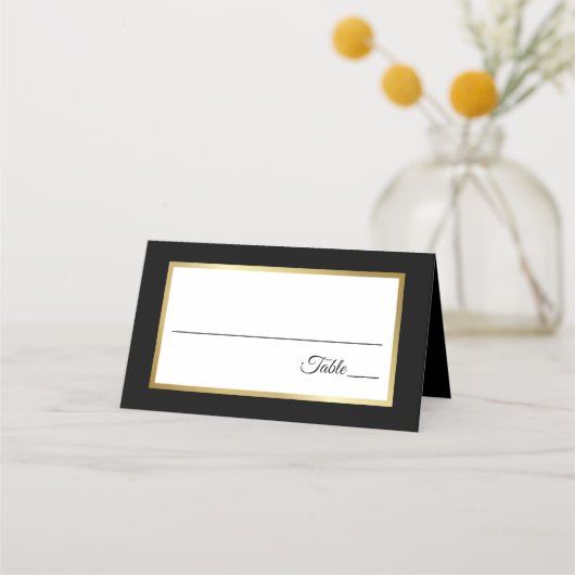 Elegant Black White Gold Palm Tree Modern Weddensc Plaatskaartje (Achterkant)