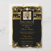 Elegant Black White Gold Pearl Foto van Birthday 2 Kaart (Voorkant)