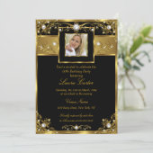 Elegant Black White Gold Pearl Fotodag Kaart (Staand voorkant)