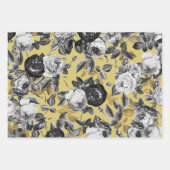 Elegant  Black White Gold Rozen Floral Inpakpapier Vel (Voorkant 3)