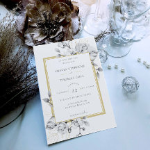 Elegant Black White Gold Rustic Floral Wedding