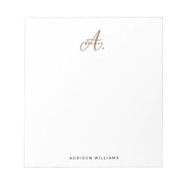 Elegant Black White Gold Script Monogram Notitieblok