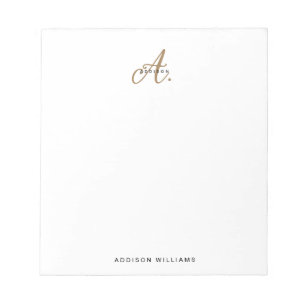 Elegant Black White Gold Script Monogram Notitieblok