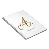 Elegant Black White Gold Script Monogram Notitieboek (Rechterzijde)