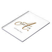 Elegant Black White Gold Script Monogram Notitieboek (Linkerzijde)