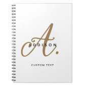 Elegant Black White Gold Script Monogram Notitieboek (Voorkant)