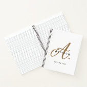 Elegant Black White Gold Script Monogram Notitieboek (Binnen)