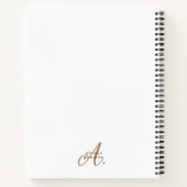 Elegant Black White Gold Script Monogram Notitieboek (Achterkant)