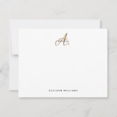 Elegant Black White Gold Script Monogram Notitiekaartje (Voorkant)