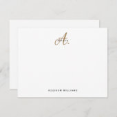 Elegant Black White Gold Script Monogram Notitiekaartje (Voorkant / Achterkant)