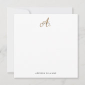Elegant Black White Gold Script Monogram Notitiekaartje (Voorkant)